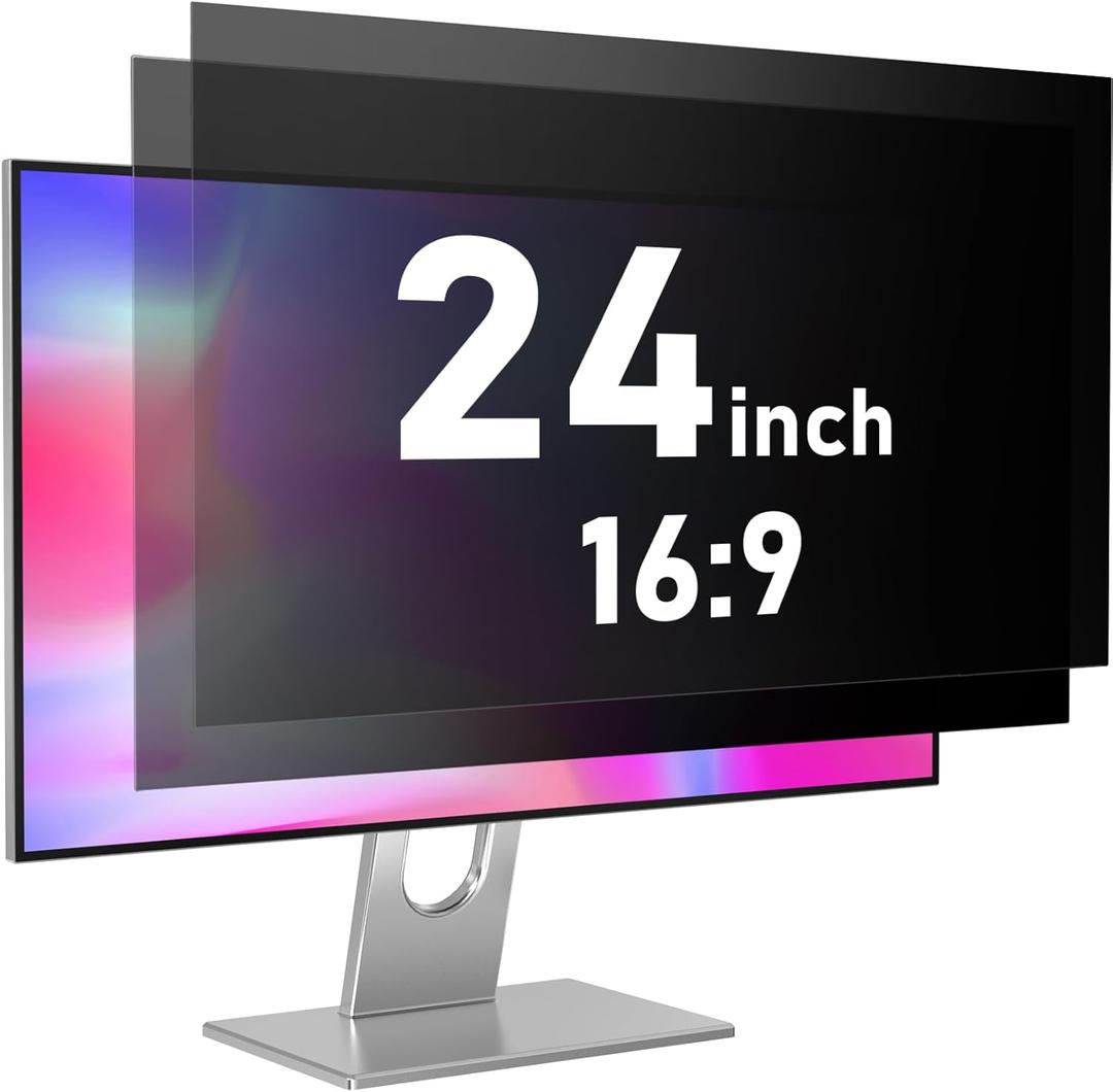 24 Inch Privacy Screen for Monitor - Anti Glare, Blue Light Blocking, Eye Protection Anti-Spy Filter - Fits 16:9 Aspect Ratio, Computer Screen Privacy Filter, Removable & Anti-Scratch(2-Pack)