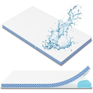 2"x27.5"x52" Mattress Topper, Ultra-Soft Gel-Infused Memory Foam, Odorless & Noiseless Water-Proof Sleep Surface, Detachable and Washable Outer Cover, Pure White & Blue