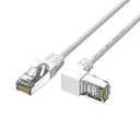 JUXINICE Cat6 Ethernet Cable - White, 90 Degree Right Angle, 10FT, RJ45 LAN, Gigabit Network