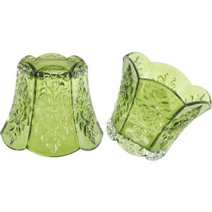 Glass Green Rose Small Lamp Shades Set of 2 Art Blown Mini Lampshades,1.3lb,3.54" Top x 5.5" Diameter x 4.72" Height,Replacement Lamp Shade for Floor Lamp Table Wall Lamp Chandelier Island Decor