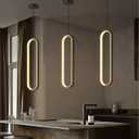 Modern Ring Chandelier LED Dimmable Ceiling Light for Living Room Kitchen Island Staircaes Black (20in x 7.9in x 70in) 1 Piece 