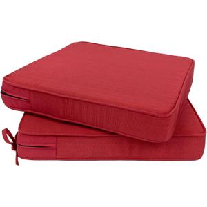 Outdoor Chair Cushions Set of 2,19x19x3 Square Outdoor Chair Cushions,Fade Resistant Water Resistant seat Cushion with Hidden Zipper&Ties for Patio Furniture,Crimson Red