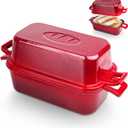 Demine Bread Pan Enameled Cast Iron Loaf Pan with Lid, Bread Oven, Dutch Oven Loaf Cast Iron for Baking Homemade Sourdough Bread