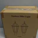 Outdoor Post Lights 2 Pack, Black Lamp Post Light Fixture, Waterproof Pillar Lights Outdoor Column Lights, Outdoor Pole Light with Clear Glass, Outside Lamp Post for Garden Yard, Not Included Base