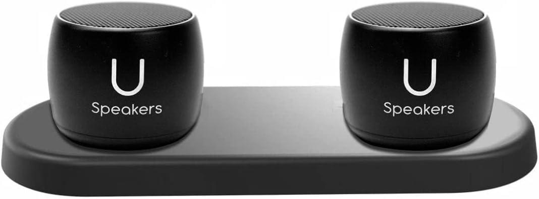 U Pro Speakers Set of 2 | TWS Wireless Bluetooth Speakers, Incredible Surround Sound, Charging Tray | Perfect for Home, Parties, Activities! Small Speakers, Rich Sound | Black