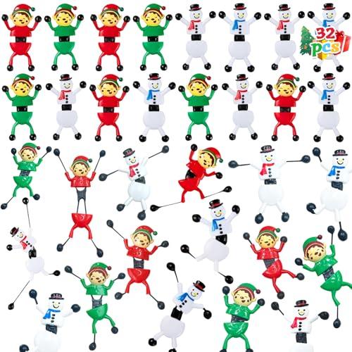 SFZPXY 32 Pcs Christmas Sticky Man Climbing Wall Sticky Hands Stretchy Toys Xmas Party Favors Bluk Valentines Christmas Gifts for Kids Goody Bag Stuffers Stocking Fillers Birthday Party Toys
