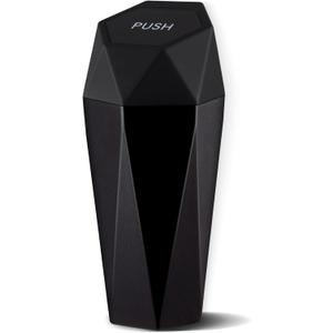 JUSTTOP Car Trash Can with Lid, Diamond Design Small Automatic Portable Trash Can, Easy to Clean, Used in Car Home Office (Black)