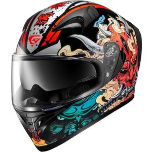 KYPARA Full Face Motorcycle Helmet with Internal Tinted Visor & DOT Approved for Moped ATV Cruiser Scooter, Samurai Spirit, Large