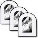 3 Pack Elegant Aluminum Arch Picture Frames - Wall Mount & Tabletop Display, Includes Non-Removable Mat for Enhanced Display - Perfect for Home Decor & Memories, Great Gift Choice (Black, 8x10)