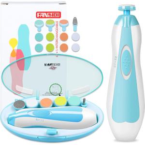 FANSIDI Baby Nail Trimmer Electric  Easy & Safe Baby Nail File Kit, Quiet LED Light, Multiple Speeds & Pads for Newborns, Infants, Toddlers & Adults, Perfect Baby Shower Gift (Blue)