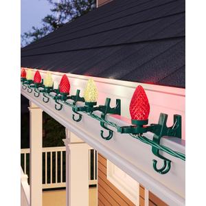 SURAIELEC C9 LED Christmas Lights with Clips, 67FT 100 Count Outdoor Christmas Roof Lights with Spring Clips, Red & Warm White String Lights for House, Gutters, Shingles, Roofline, UL Listed