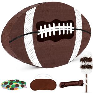 25" Football Pinata for Birthday Party, Sports Themed Party Decorations with Stick & Blindfold, Small American Football Pinata for Kids Boys, Fillable Paper Mache Centerpiece for Game Day Event Favors