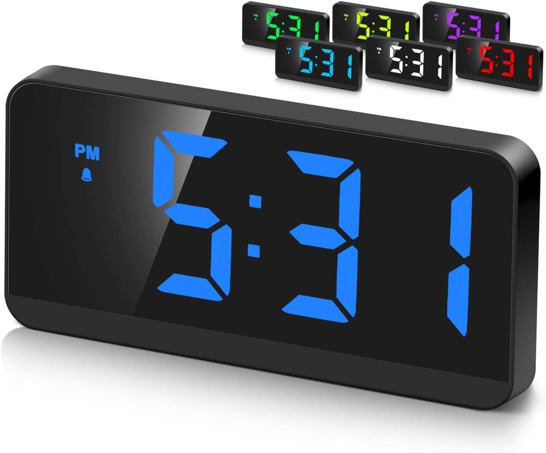 Electric Digital Alarm Clocks for Bedrooms, LED Small Digital Clock for Bedroom, Desk Bedside Alarm Clock with Battery Backup Powered Operated, USB, Large Display, 3 Alarms Snooze