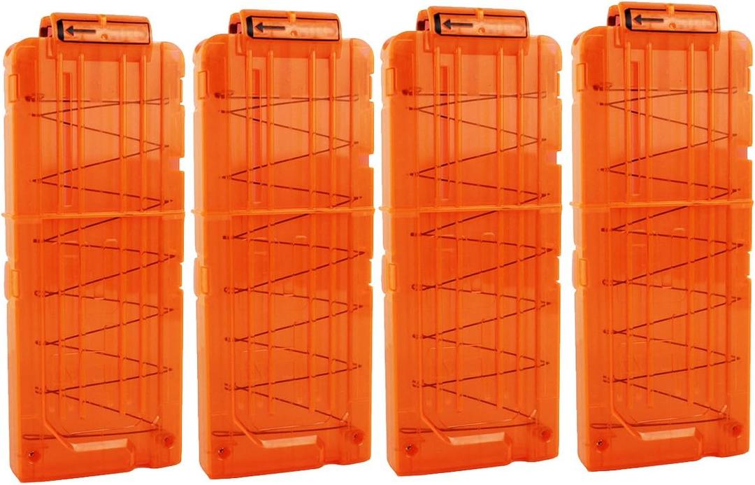Bullet Clips, OIMIO Soft 12 Bullets Dart Gun Clips Magazine Clip For Nerf Toy Dart Gun 4PCS (transparent orange)