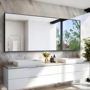 COFENY 36x72inch Bathroom Mirror, Black Rectangle Mirror with Thin Metal Frame, Large Rectangular Wall Mirrors for Bathroom, Living Roomm, Hair Salon, Big Farmehouse Mirror Hang Horizontal/Vertical