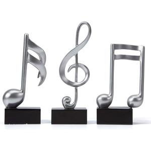 HAUCOZE 3pcs Music Note Decor Musical Decoration Gifts Table Centerpiece Sculpture Piano Statue Silver 7.5 inch