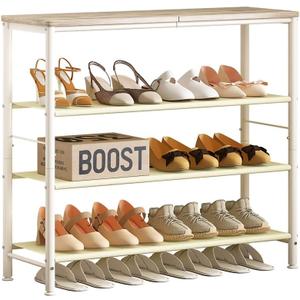 INGIORDAR 4 Tier Shoe Rack Storage Organizer Shelf Top with MDF Board