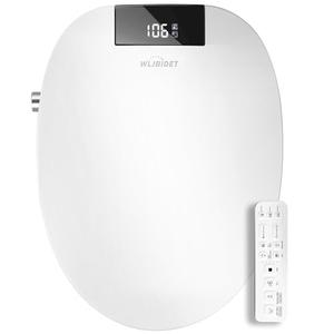 WLJBIDET Bidet Toilet Seat with Remote Control, Electronic Heated Bidet Seat with Adjustable Warm Water and Pressure, Warm Air Drying, Display Screen, Night Light, Slow Closed Toilet Lid, Elongated