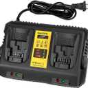 DCB102 20V MAX Battery Charger Replacement for Dewalt Battery Charger, 2 Port Charger Compatible with Dewalt 12V-20V Batteries (Black)