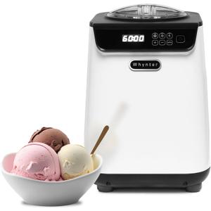 Whynter Ice Cream Maker Machine Automatic 1.28 Qt Upright with Built-in Compressor, LCD Digital Display & Timer, No Pre-Freezing, ICM-128WS, White