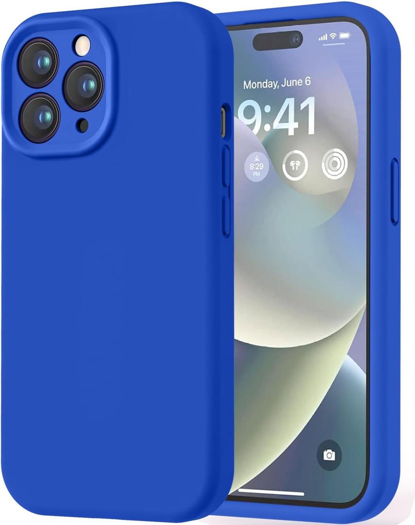 LOVE 3000 Designed for iPhone 14 Pro Case, Premium Silicone with [Soft Anti-Scratch Microfiber Lining] Shockproof Protective Phone Case for Men Women Girls 6.1", Klein Blue