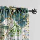 Green Eucalyptus Leaves Curtains 63 Inch Length 2 Panels, Elegant Wild Flower Floral Light Filtering Bedroom Living Room Kitchen Curtain for Small Window, Sage Green Drapes Rod Pockets, 42x63 Inches