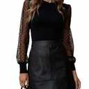 MISSJOY Body Suits for Womens Mock Turtle Neck Long Sleeve Mesh Polka Dot Elegant Ribbed Body Suit Black,M