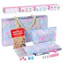 2026 American Mahjong Set Complete with Blue Carrying Bag, 160 Pink Mahjong Tiles, 4 All-in-One Transparent Mahjong Racks with Pushers, Majiang Tile Set