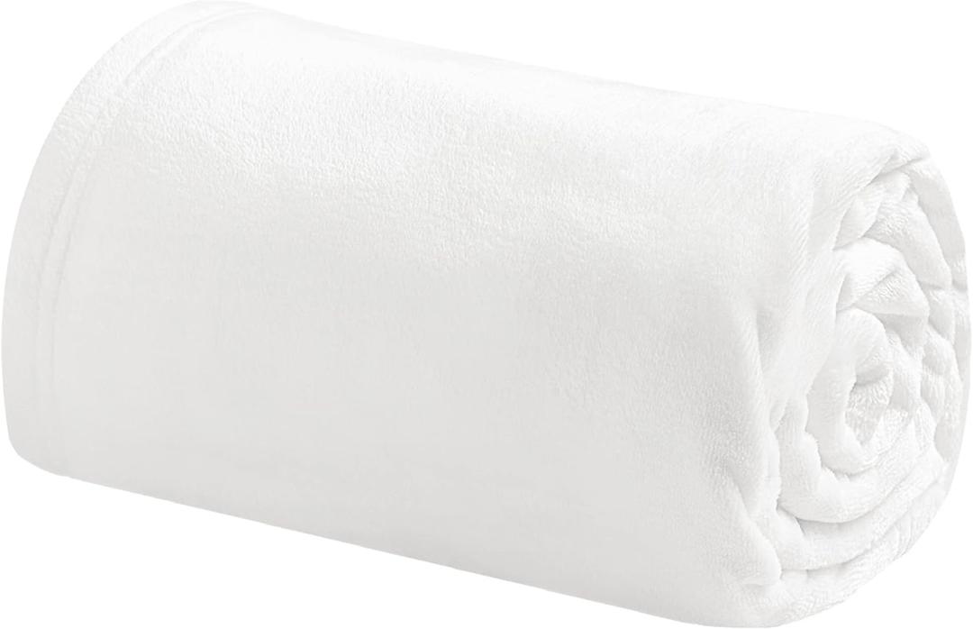 Bedsure GentleSoft Bedding Fleece Blanket for Girls and Boys - Soft Cozy Cute Small Throw Blankets for Travel, 43x55 Inches, White