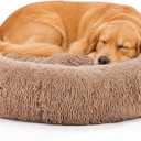 DUMOS 37.4 Inch Large Donut Dog Bed for Indoor Use, Fluffy Faux Fur Plush
Warming Cozy Round Pet Bed, Machine Washable Cuddler, Anti-Slip Bed for Dogs and Cats, Brown