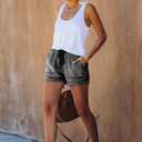 YOCUR Womens Lightweight Shorts Casual Baggy Trendy Hot Pants Elastic Waist Drawstring Comfy Shorts (Black, XL)