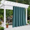 NICETOWN Exterior Room Darkning Curtain for Patio, Thermal Insulated Grommet Sunlight Block Bedroom Divider Room Darkening for Porch/Patio/Sliding Glass Door, Teal, W84 x L95, 1 Panel