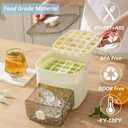 Ice Cube Tray with Lid and Bin, Ice Trays for Freezer, Flexible Ice Cube Trays,2 Pack for Freezer, 48 Pcs Ice Cube Mold with Ice Scoop for Personal Use in Whiskey, Cocktail, Coffee and DIY(Green)