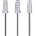 3 Pieces Tapered Barrel Carbide Nail Drill Bit, 3 Sizes Carbide Nail Drill Bit Acrylic File Cuticle, Art Tools for Gel Manicure Pedicure(XF, F, M,Silver)