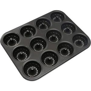 Webake Mini Fluted Tube Cake Pan, Non-Stick 2.8 Inch Cake Baking Pan, Heavy Gauge Carbon Steel (12-Cavity)
