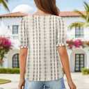 Womens Ruffle Trim Sleeve Summer Tops Square Neck Button Casual Loose T Shirts Blouses 2026 Trendy Clothes (S)