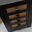 Jewelry Organizer, Rattan Jewelry Box, 5 Layer Wooden Jewelry Organizer Box with Mirror, Jewelry Boxes with 4 Drawers for Women Men, Black Jewelry Storage for Rings Earrings Necklaces Bracelets Watch