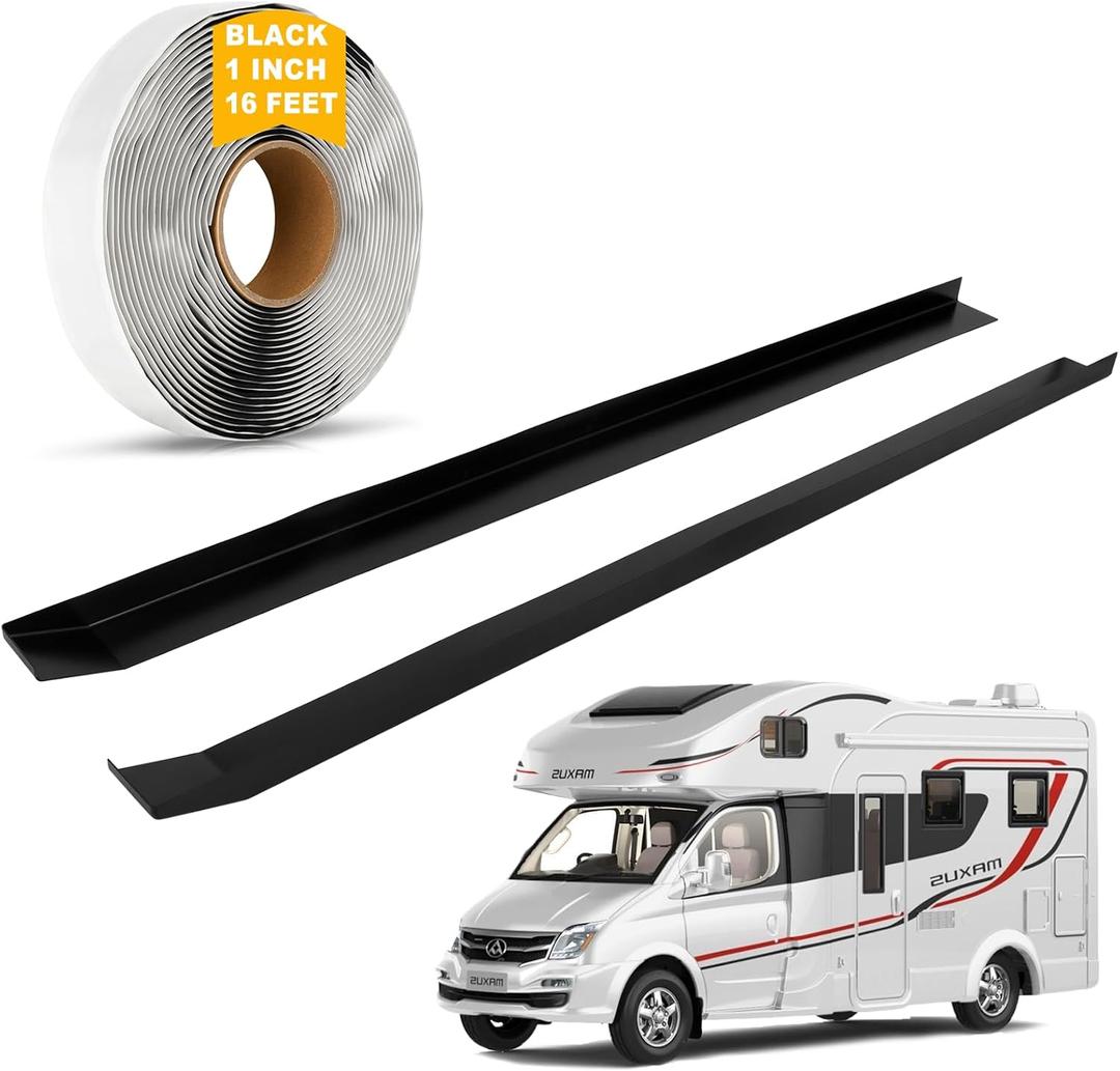 RV Slide Out Ski Set RV Floor Saver Solution, Corner Edge Protector Tracks, Prevent Sticking & Catching for RV Camper, 2-Pack with Butyl Tape