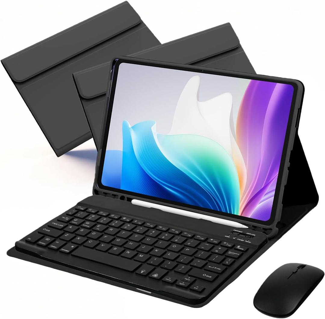 Keyboard Case for Samsung Galaxy Tab A9 Plus/A9 11 2023, Samsung A9 Plus Tablet Case with Pen Slot Detachable Folio Keyboard Cover with Mouse (SM-X210/X216/X218) - (Black)