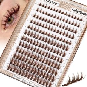 Manga Lash Clusters Brown Eyelash Individuals Anime Spiky Cluster Eyelash Extensions Dark Brown Fairy Lash Extensions Fluffy Wispy DIY Cluster Lashes CC Curve Everyday Cosplay 8-16MM DIY Lash Pack