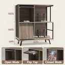 Faesun 3 Tier Record Player Stand with Flip-Down Record Shelf, Gray