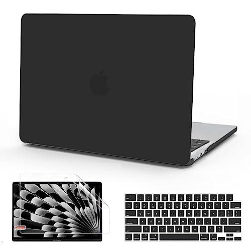 B BELK Compatible with MacBook Air 15 inch Case M5 2026 2025 2024 2023 M4 M3 M2 A3448 A3241 A3114 A2941 Liquid Retina Display, Matte Plastic Hard Shell Case + Keyboard Cover + Screen Protector, Black