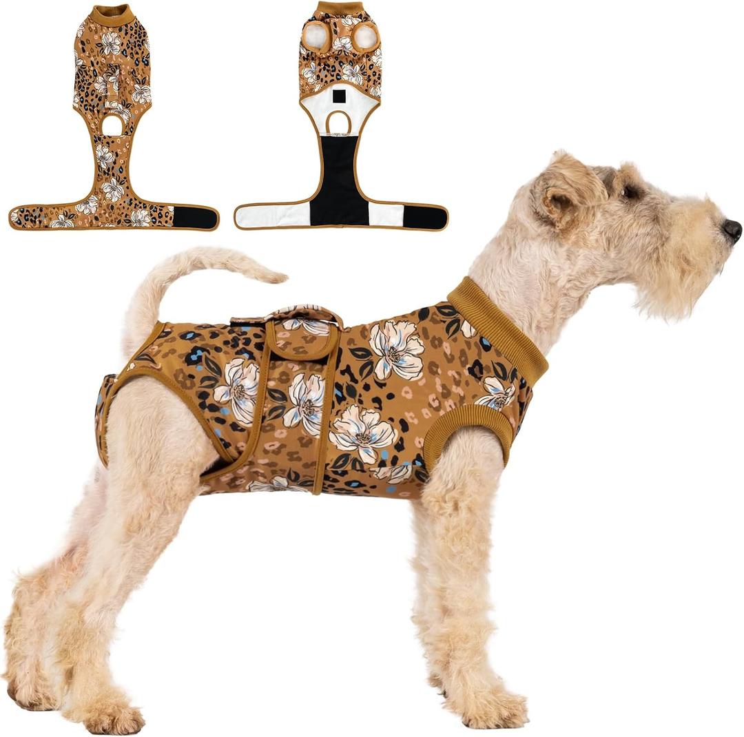 Recovery Suit for Dogs After Surgery,Female Male Dog Onesie for Spay Neuter,Substitute E-Collar & Cone,Anti-Licking Breathable Onesie for Small Medium Large Dogs (Brown)