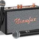 Karaoke Machine, Retro-Design Speaker with 2 Wireless Microphones for Adults & Kids, Portable Karaoke System for Home Party, Bluetooth/AUX/USB/TF/TWS Support, Gifts for Women & Girls