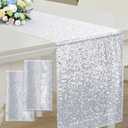 RUDONG M 2 Pack Silver Sequin Table Runner 12 x 108 Inch, Rectangle Glitter Table Runner Dining Table Centerpiece Decorations for Weddings, Banquet, Holiday, Birthday Party