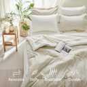 Beige Comforter Set Queen Reversible Bedding Set, 7 Pieces Soft Bed in a Bag Queen with Comforter, Sheets, Pillowcases & Shams, All Seasons Boho Queen Bed Set (02 Linen Beige)