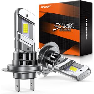 SEALIGHT H7 Fog Bulb 40000LM Super Brigh, 6500K Cool White with Cooling Fan, 1:1 Mini Size Light Bulbs, Plug-N-Play, Pack of 2