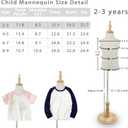Child Mannequin for Clothing Display, Adjustable Kids Mannequin Torso with Wooden Base, 2-3 Years Old