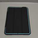 DUNNO Case Compatible with iPad 6th/5th Generation 9.7-Inch 2017/2018, Three Layer Heavy Duty Full Protection Case with [Auto Sleep/Wake] Stand Design for iPad 5/6 Generation (Black+Light Blue)