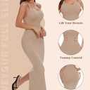 Shapewear Slip Dress for Women Under Dress Tummy Control Long Slip Dress with Back Slit, Size XL